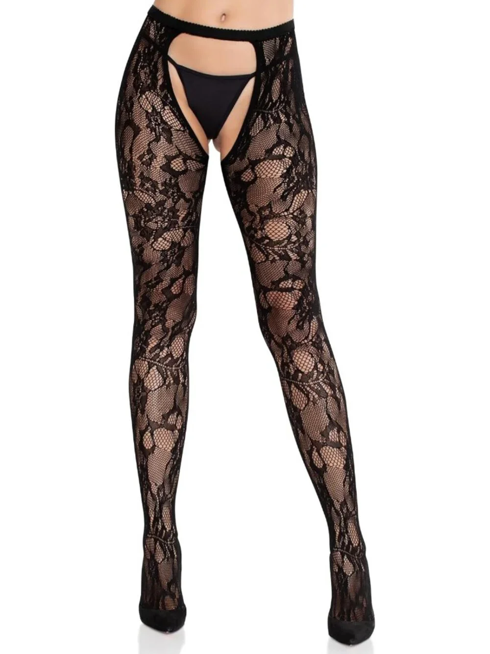Lace Open Crotch Tights, Breathable Stretch Pantyhose for Comfort & Style